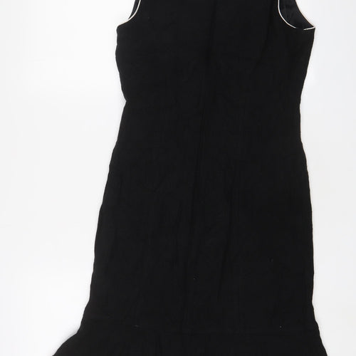 Hobbs Womens Black Viscose Sheath Size 12 Boat Neck Zip