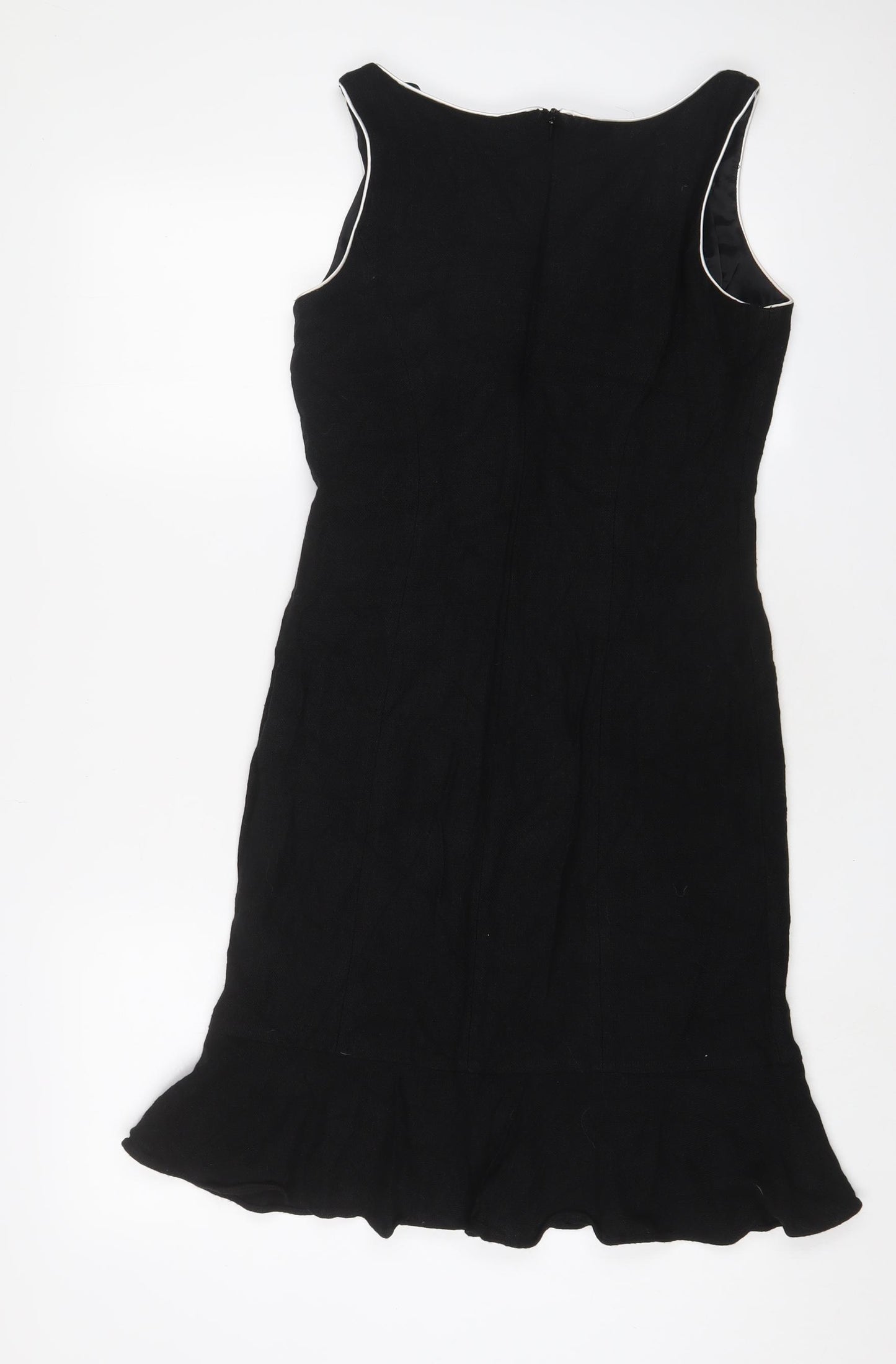 Hobbs Womens Black Viscose Sheath Size 12 Boat Neck Zip