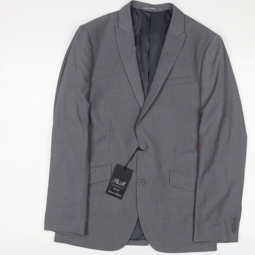 Taylor & Reece Mens Grey Polyester Jacket Suit Jacket Size 36 Regular