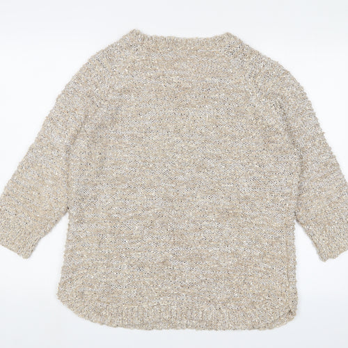 Bonmarché Womens Gold Crew Neck Polyester Pullover Jumper Size M - Sequins