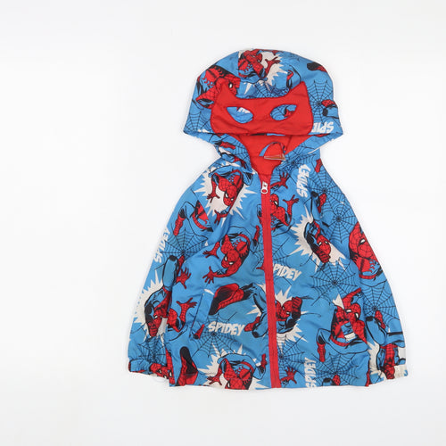 Spiderman Boys Blue Geometric Jacket Size 3-4 Years Zip