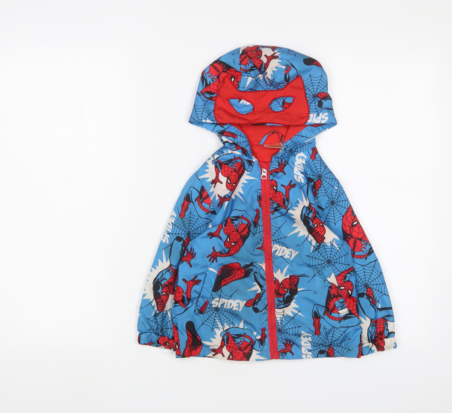 Spiderman Boys Blue Geometric Jacket Size 3-4 Years Zip