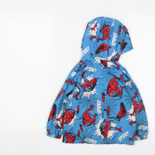 Spiderman Boys Blue Geometric Jacket Size 3-4 Years Zip