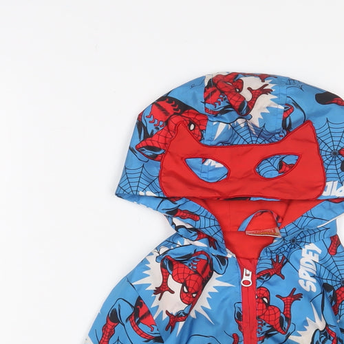Spiderman Boys Blue Geometric Jacket Size 3-4 Years Zip
