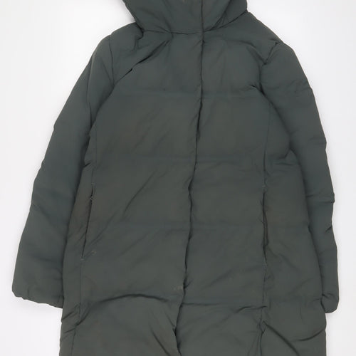 Uniqlo Womens Green Quilted Coat Size L Zip - Zip Pockets
