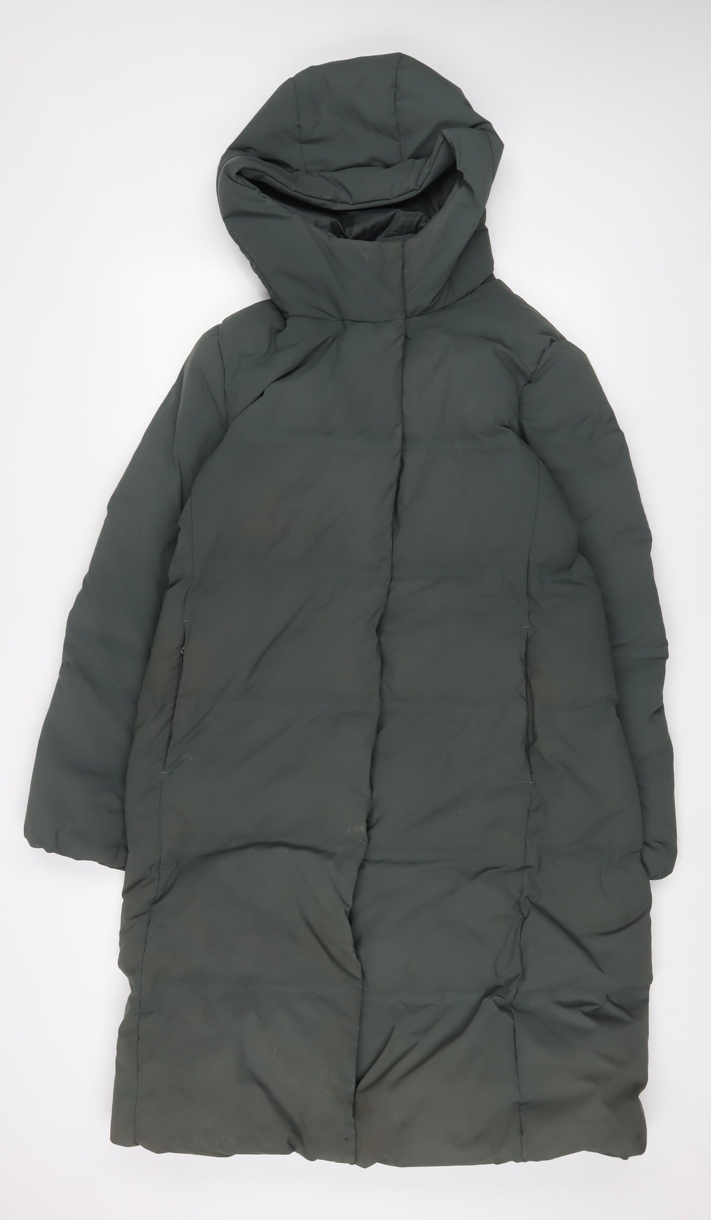 Uniqlo Womens Green Quilted Coat Size L Zip - Zip Pockets