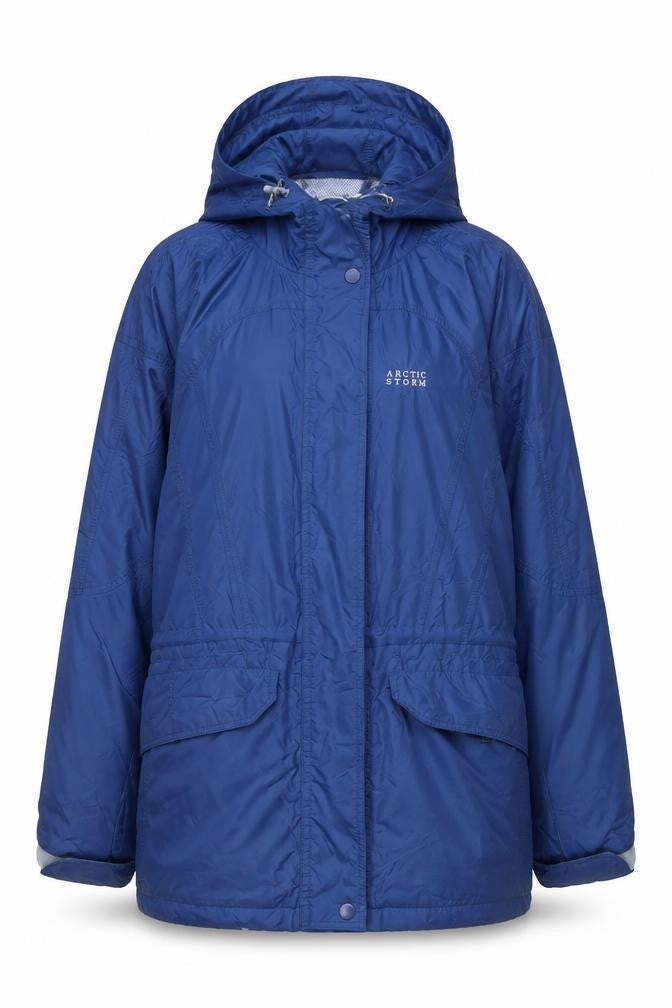 Front view of Artic Storm women’s blue jacket coat, size UK 10, zip - logo, embroidered