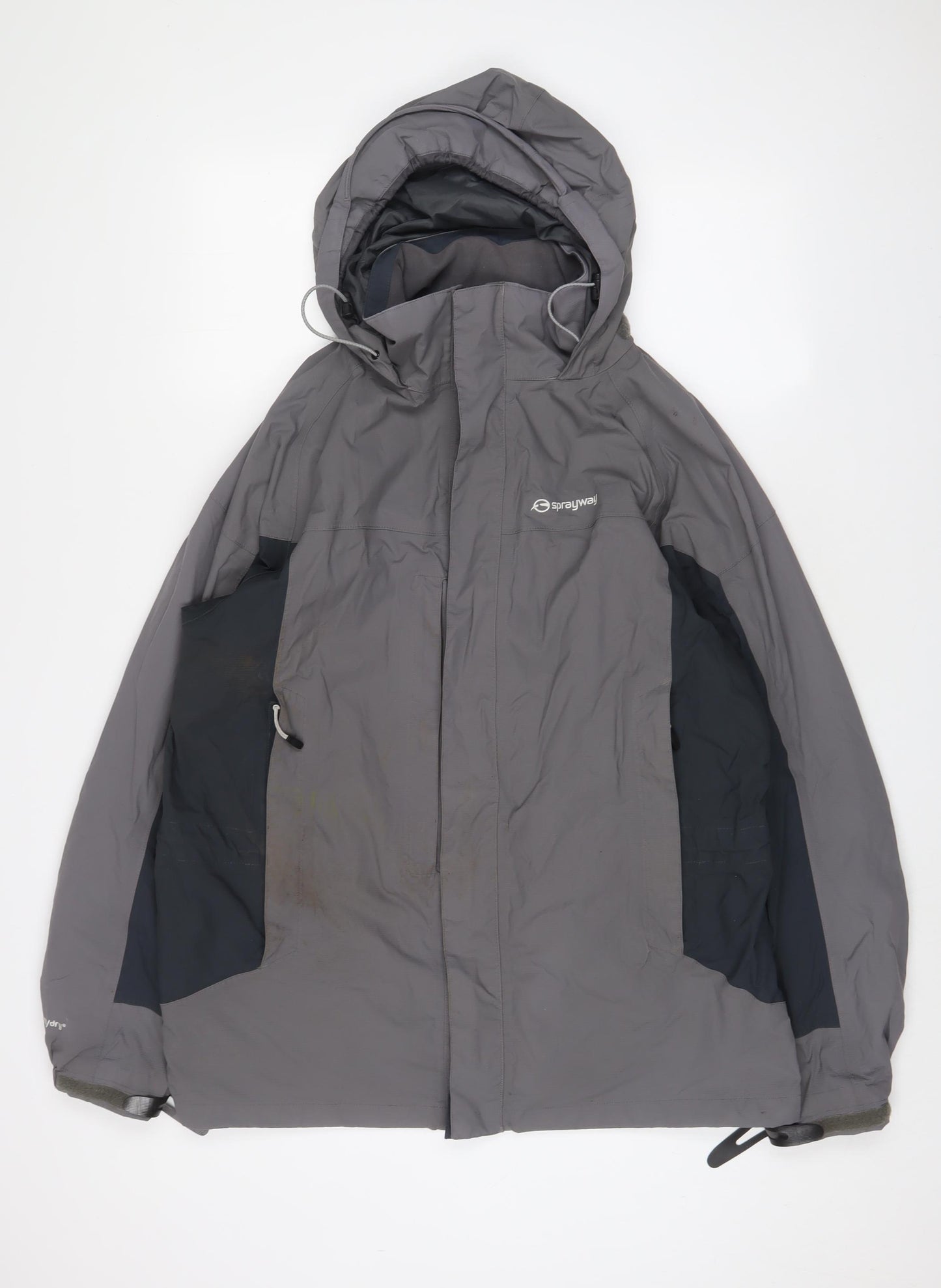 Sprayway Mens Grey Rain Coat Coat Size M Zip - Logo, Embroidered