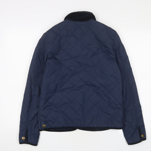 Jack Wills Womens Blue Quilted Jacket Size 10 Snap - Logo, Embroidered