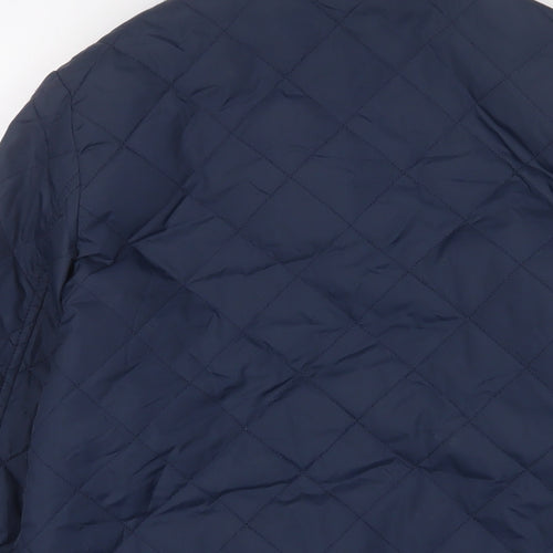 Jack Wills Womens Blue Quilted Jacket Size 10 Snap - Logo, Embroidered
