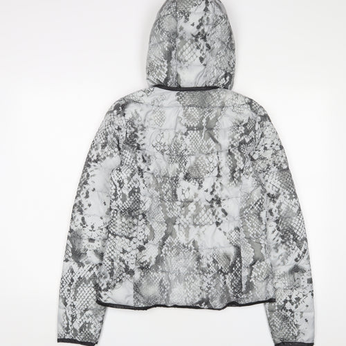 Sandwich Womens Grey Animal Print Puffer Jacket Jacket Size 8 Zip