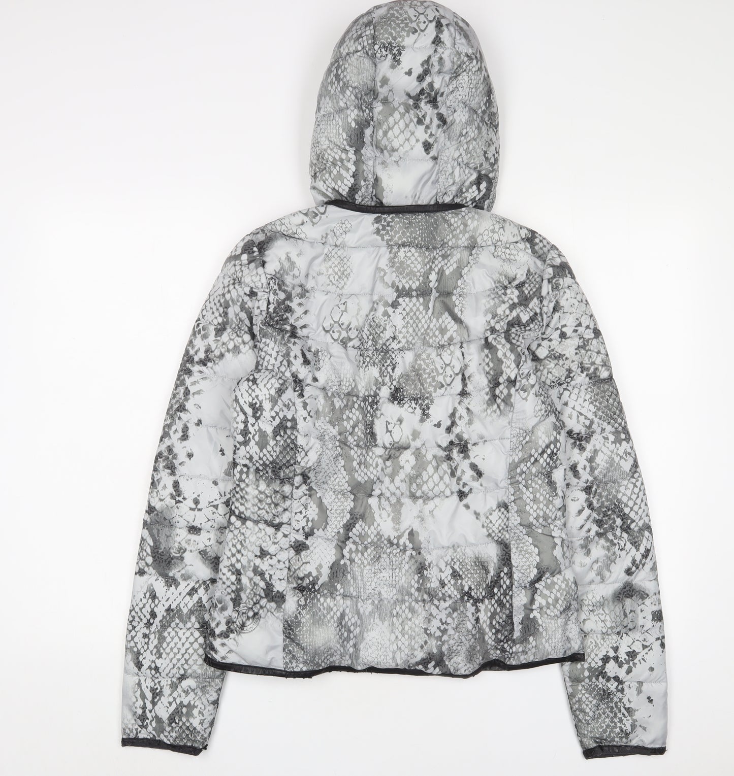 Sandwich Womens Grey Animal Print Puffer Jacket Jacket Size 8 Zip