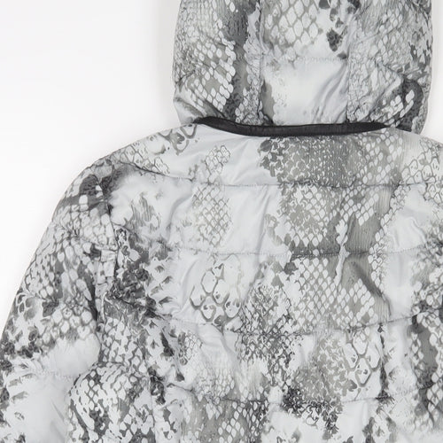 Sandwich Womens Grey Animal Print Puffer Jacket Jacket Size 8 Zip