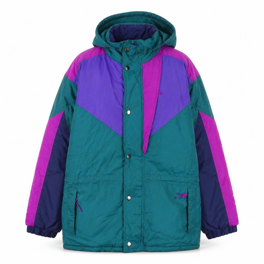 Front view of Hazy Joe women’s multicoloured jacket coat, size L, zip - zip pockets