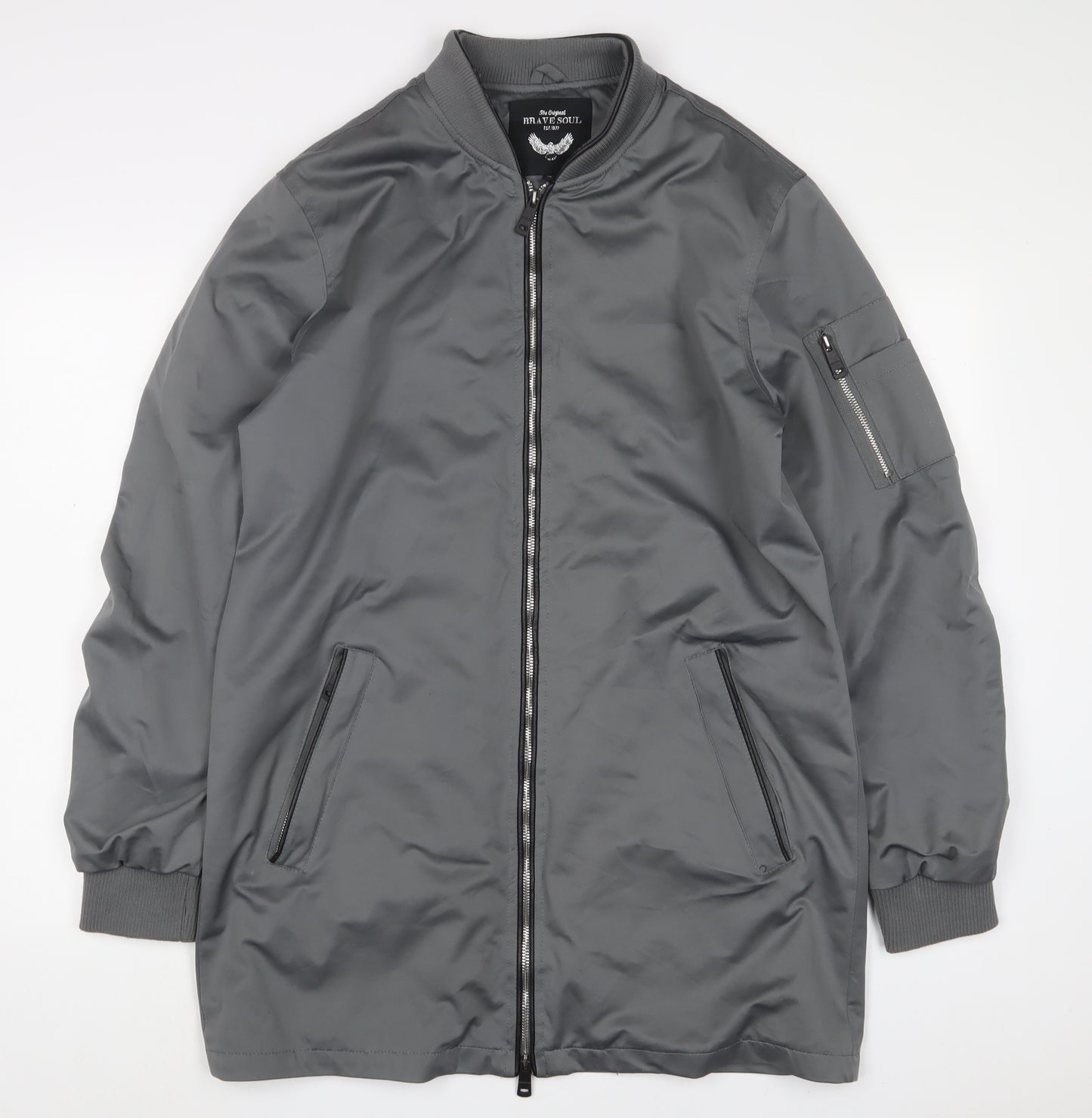 Brave Soul Womens Grey Jacket Size M Zip