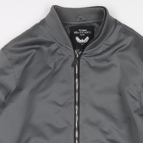 Brave Soul Womens Grey Jacket Size M Zip