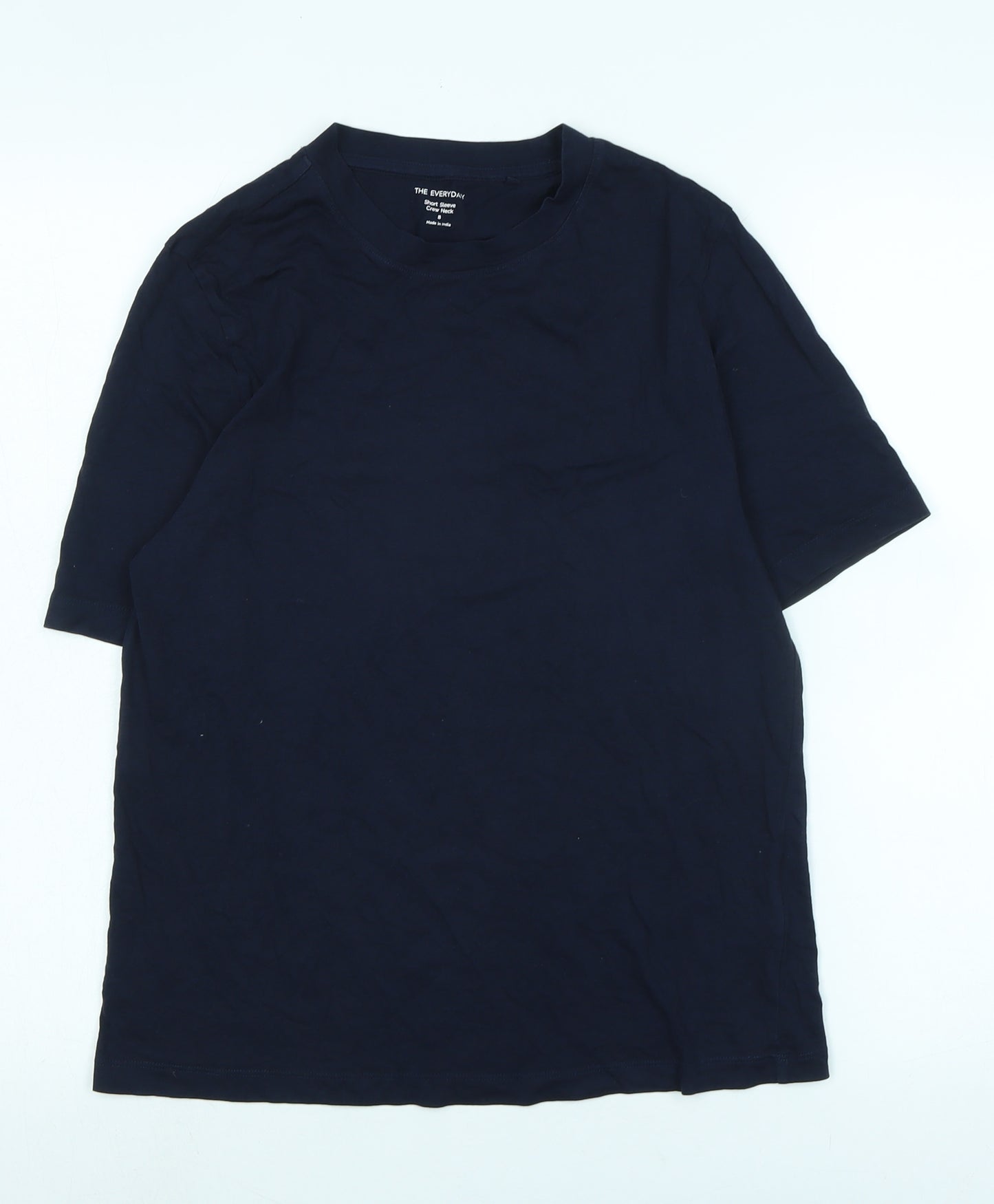Marks and Spencer Womens Blue Cotton Basic T-Shirt Size 8 Crew Neck
