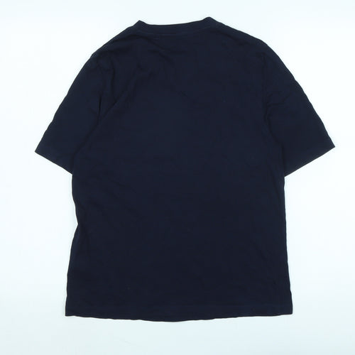 Marks and Spencer Womens Blue Cotton Basic T-Shirt Size 8 Crew Neck