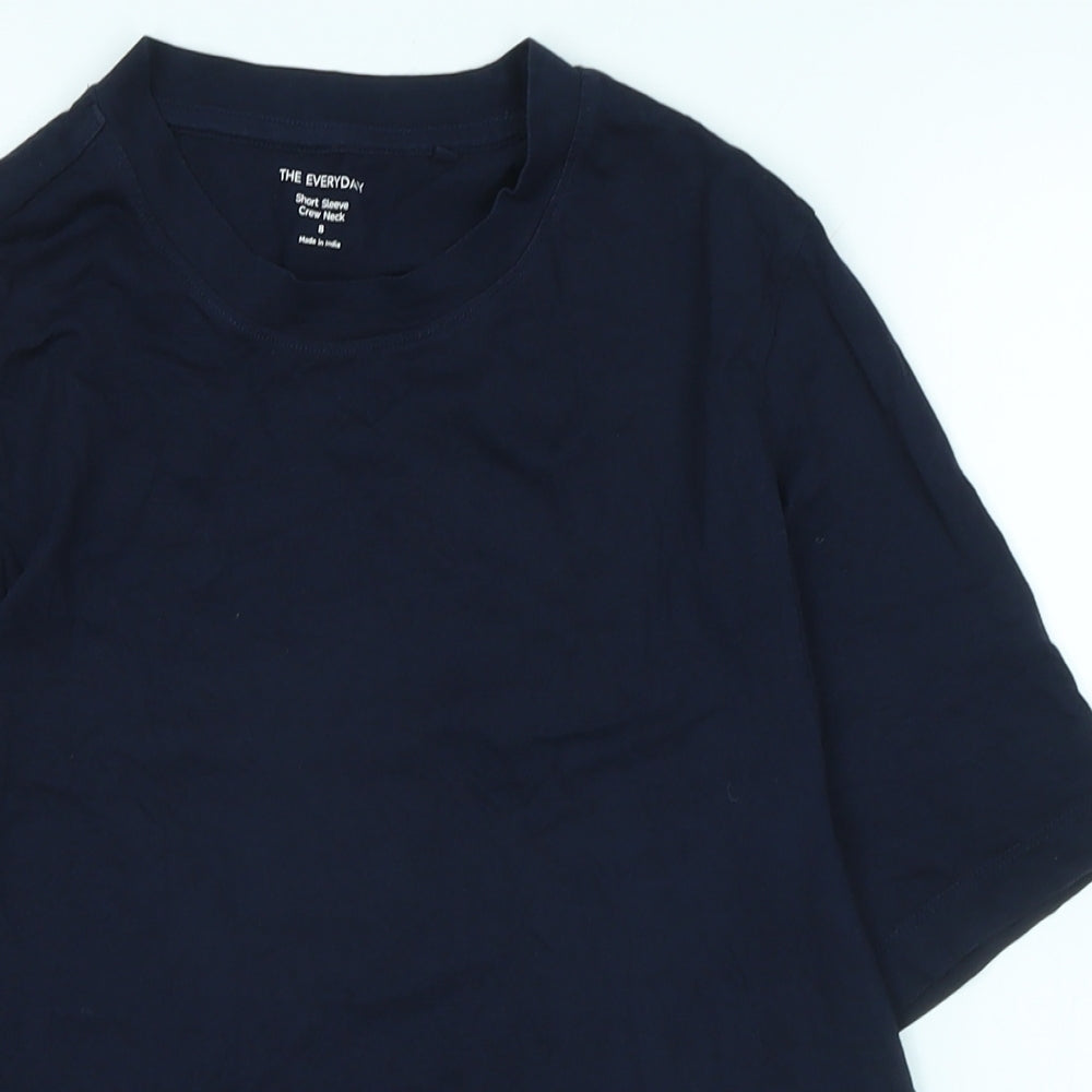 Marks and Spencer Womens Blue Cotton Basic T-Shirt Size 8 Crew Neck