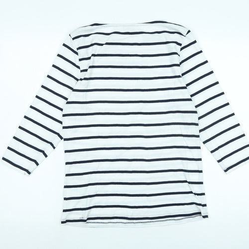 Marks and Spencer Womens White Cotton Basic T-Shirt Size 14 Boat Neck