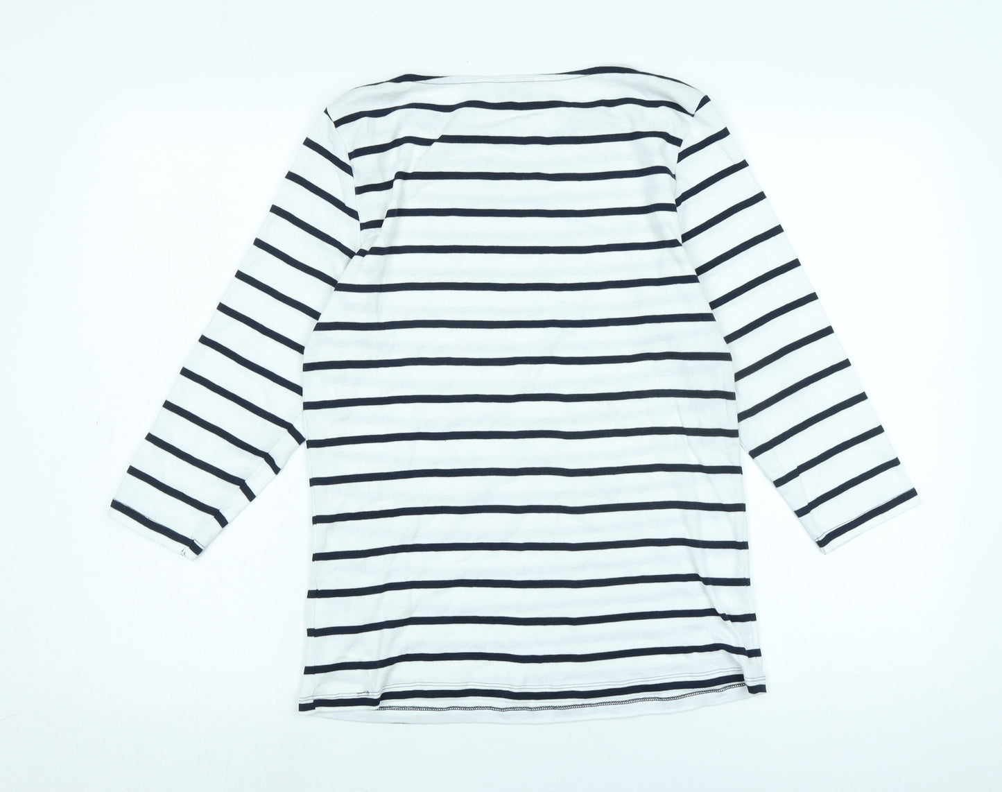 Marks and Spencer Womens White Cotton Basic T-Shirt Size 14 Boat Neck