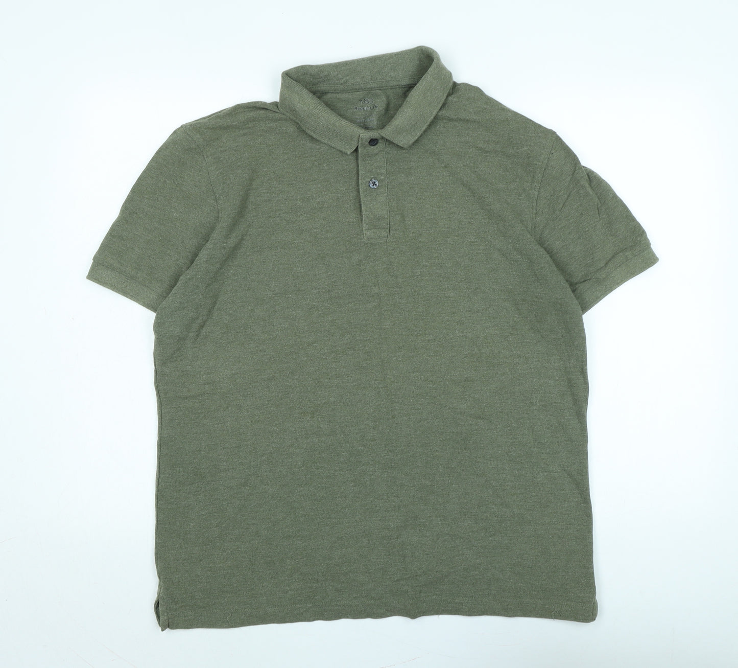 Marks and Spencer Mens Green Cotton Polo Size L Collared