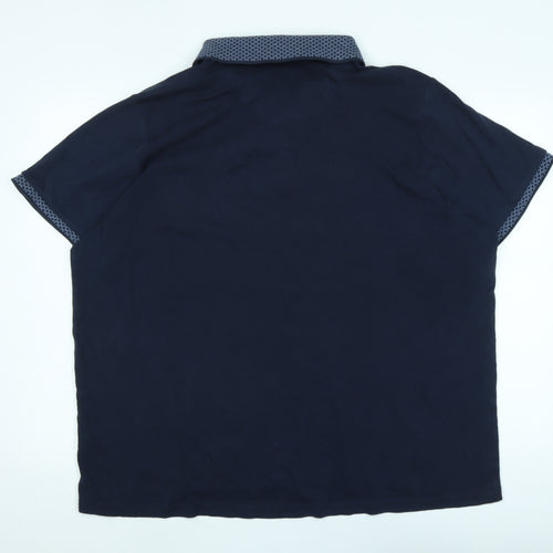 Marks and Spencer Mens Blue Cotton Polo Size 3XL Collared