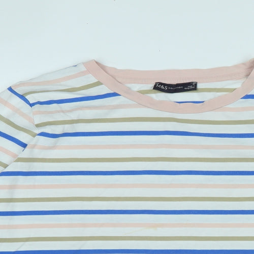 Marks and Spencer Womens Multicoloured Cotton Basic T-Shirt Size 16 Collared