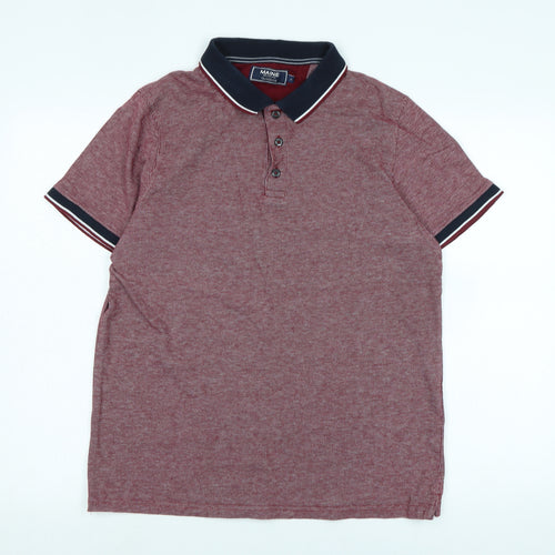 Maine Mens Red Cotton Polo Size M Collared