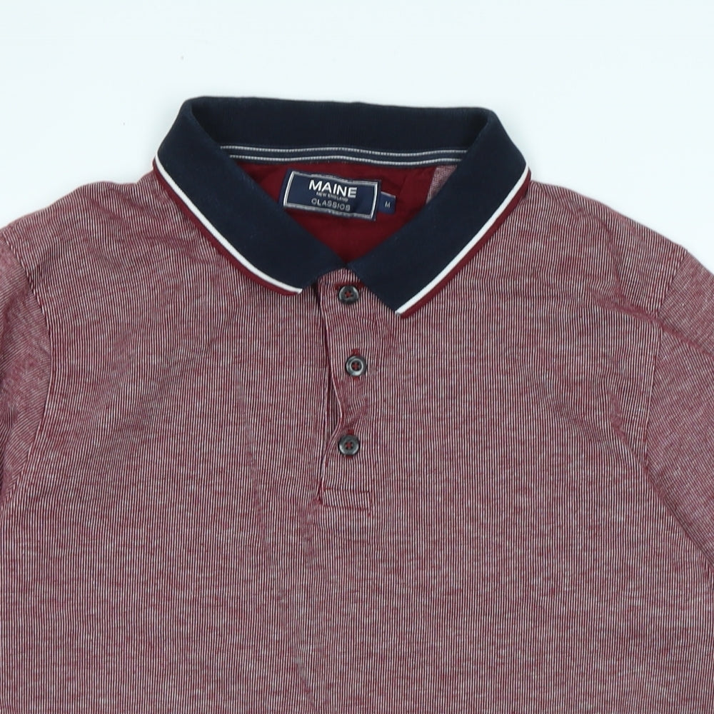 Maine Mens Red Cotton Polo Size M Collared