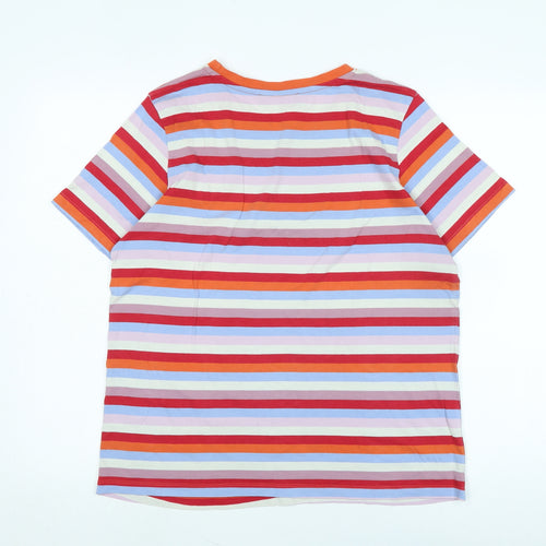 Marks and Spencer Womens Multicoloured Striped Cotton Basic T-Shirt Size 14 Crew Neck
