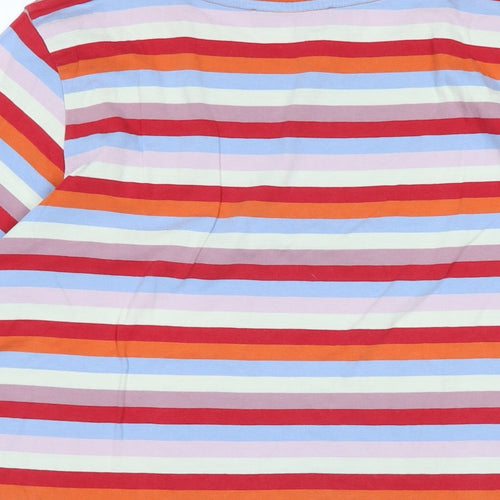 Marks and Spencer Womens Multicoloured Striped Cotton Basic T-Shirt Size 14 Crew Neck