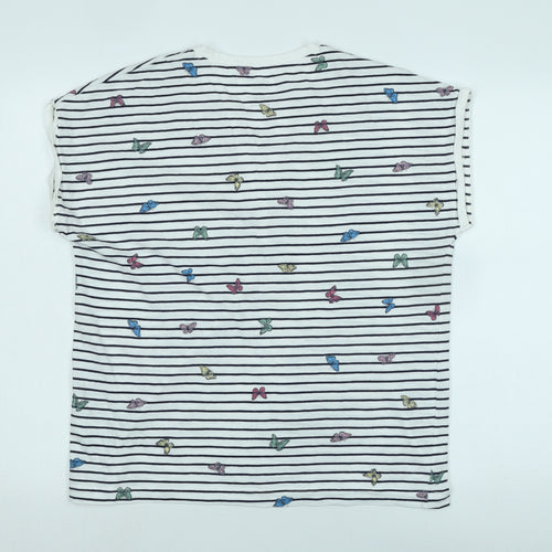 M&Co Womens White Cotton Basic T-Shirt Size 14 Crew Neck