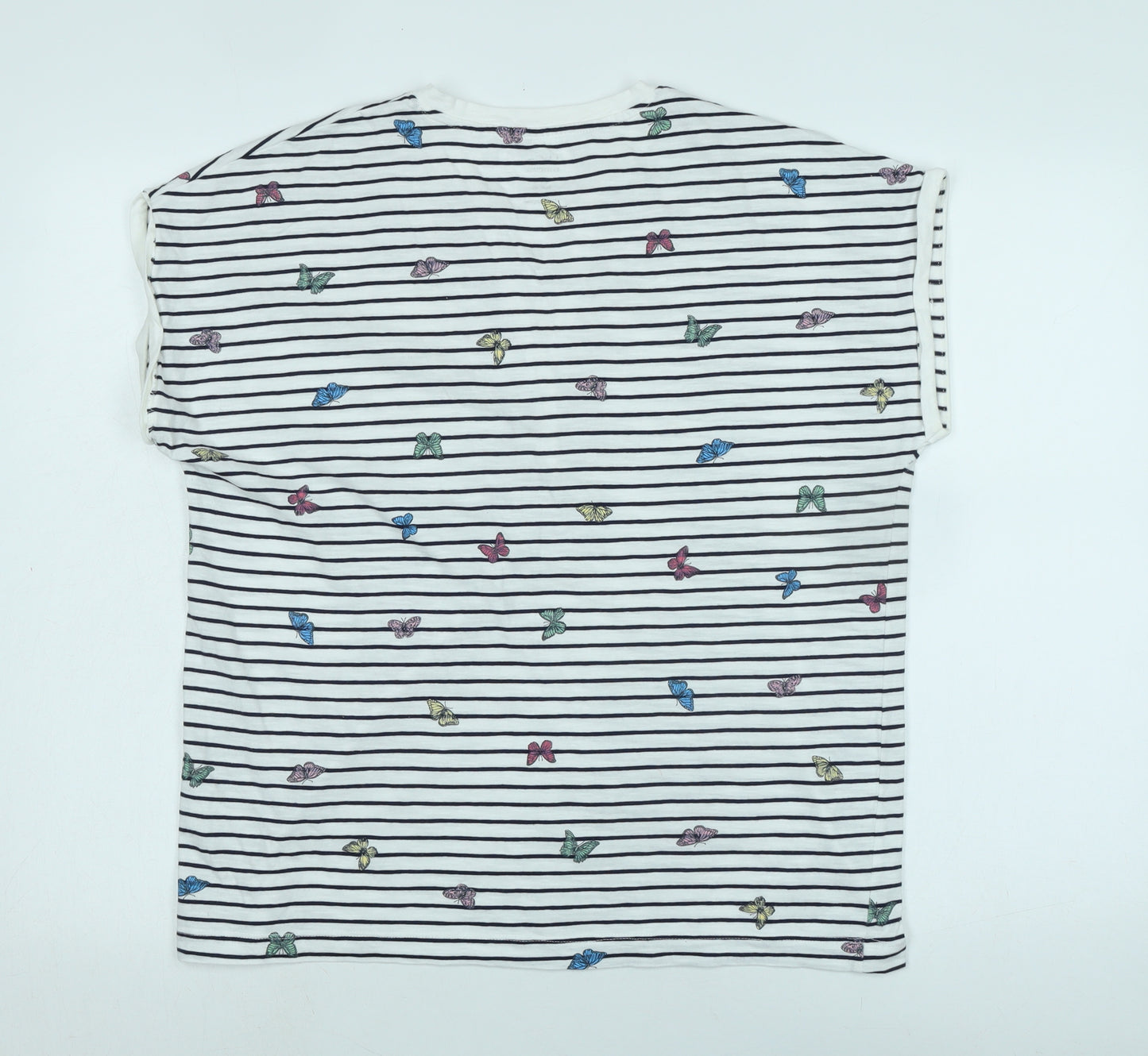 M&Co Womens White Cotton Basic T-Shirt Size 14 Crew Neck