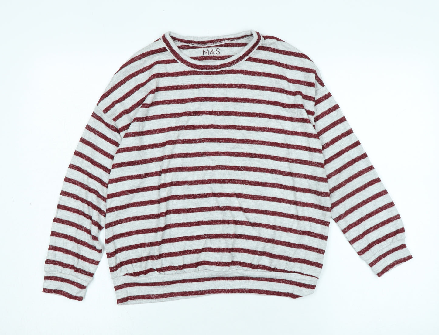 Marks and Spencer Girls Grey Solid Cotton Top Pyjama Top Size 10-11 Years