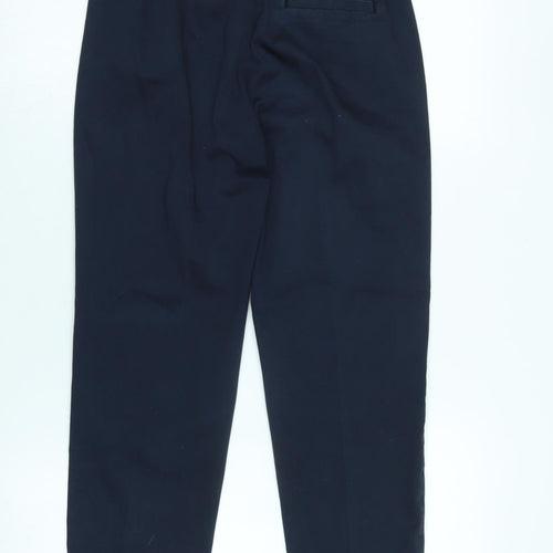 Marks and Spencer Womens Blue Cotton Trousers Size 8 L22 in Regular Zip - Side vents to legs.