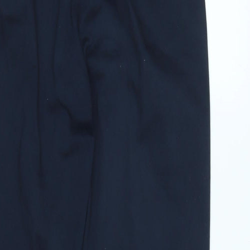 Marks and Spencer Womens Blue Cotton Trousers Size 8 L22 in Regular Zip - Side vents to legs.