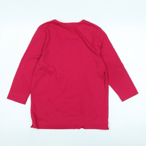 TIGI Womens Pink Cotton Basic T-Shirt Size M Square Neck