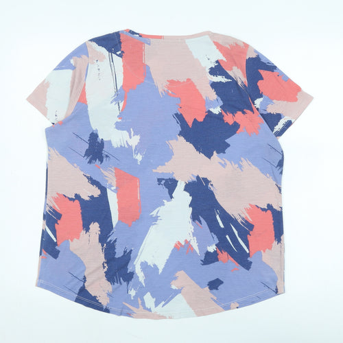 Marks and Spencer Womens Blue Cotton Basic T-Shirt Size 16 Scoop Neck