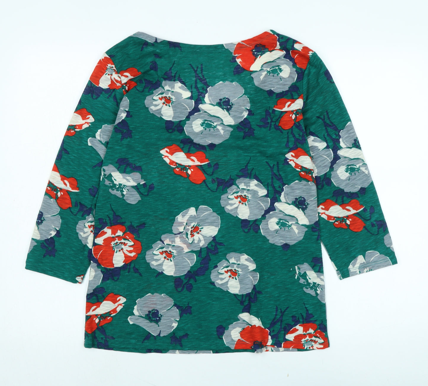 Per Una Womens Multicoloured Floral Cotton Blend Basic T-Shirt Size 12 Scoop Neck