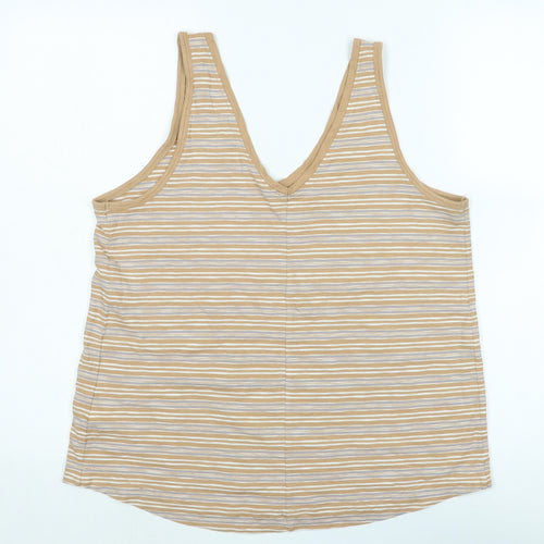 NEXT Womens Beige Cotton Basic Tank Size 12 V-Neck