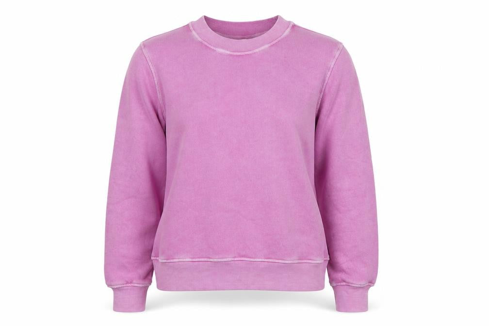Front view of Per Una women’s purple cotton pullover sweatshirt, size S