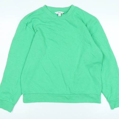 Marks and Spencer Womens Green Cotton Pullover Sweatshirt Size S