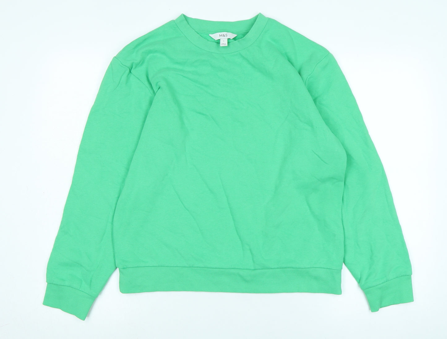 Marks and Spencer Womens Green Cotton Pullover Sweatshirt Size S