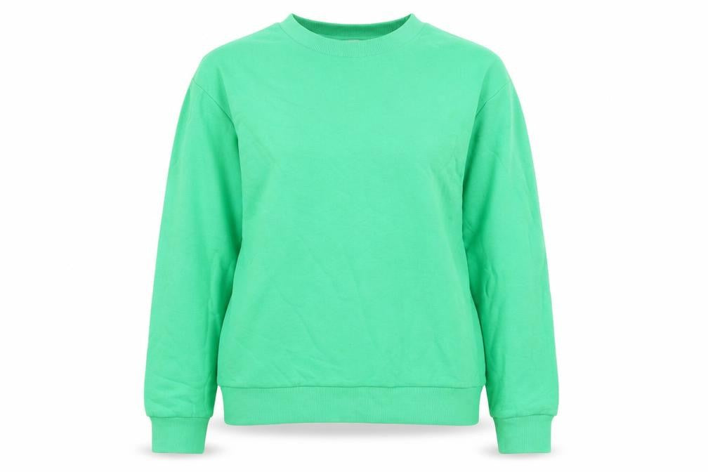 Front view of Marks & Spencer women’s green cotton pullover sweatshirt, size S