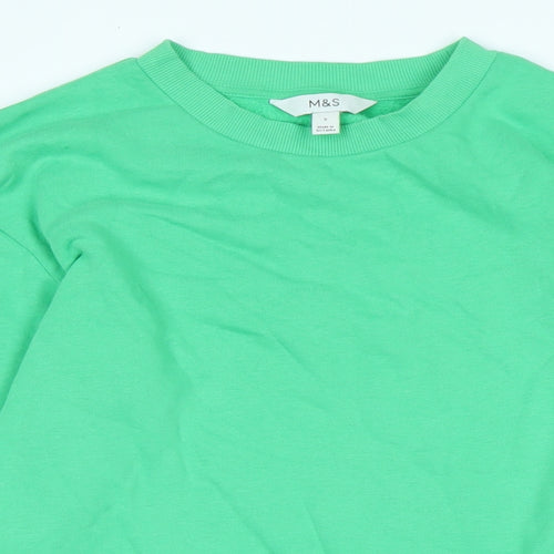Marks and Spencer Womens Green Cotton Pullover Sweatshirt Size S
