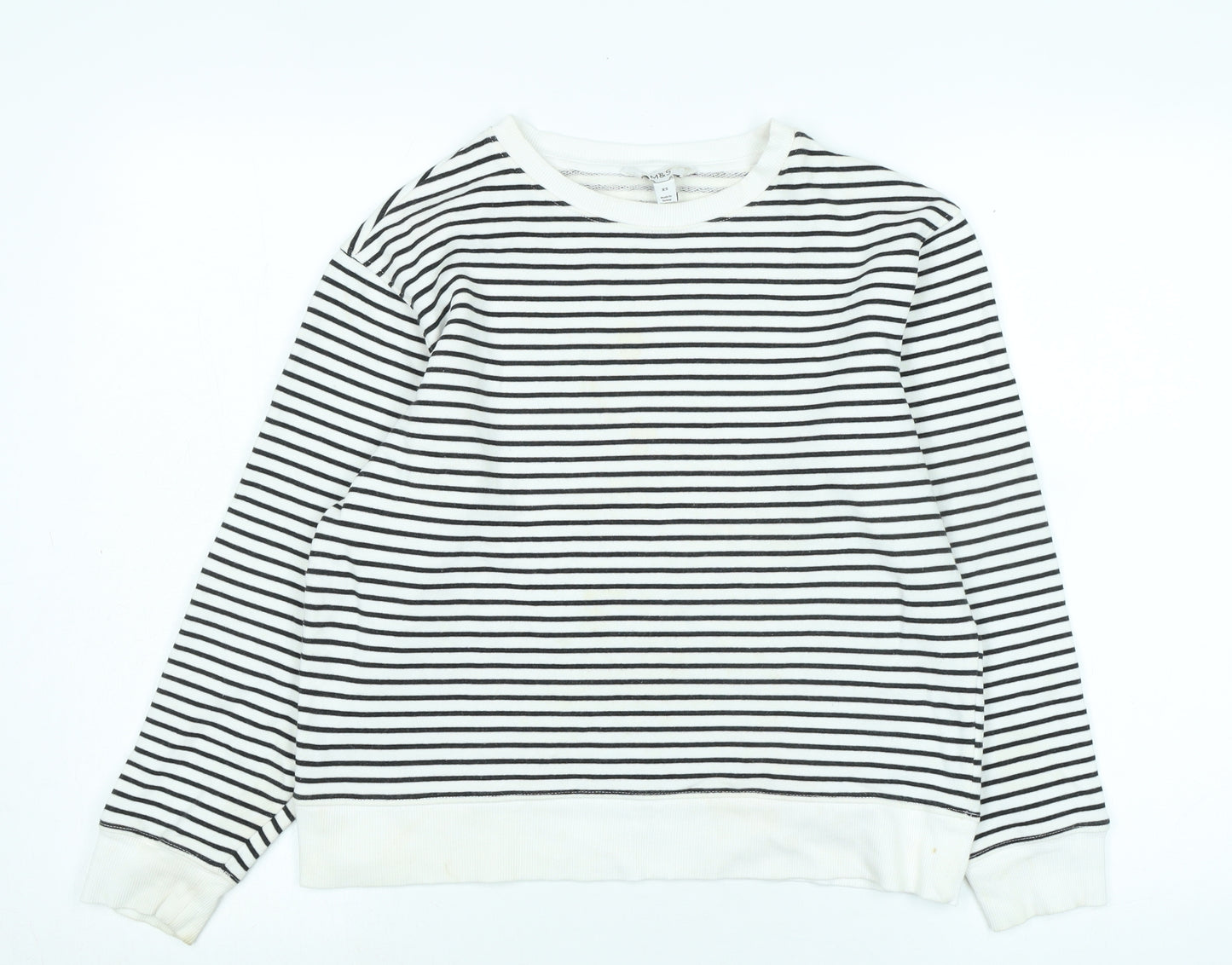 Marks and Spencer Womens White Cotton Pullover Sweatshirt Size XS - 20