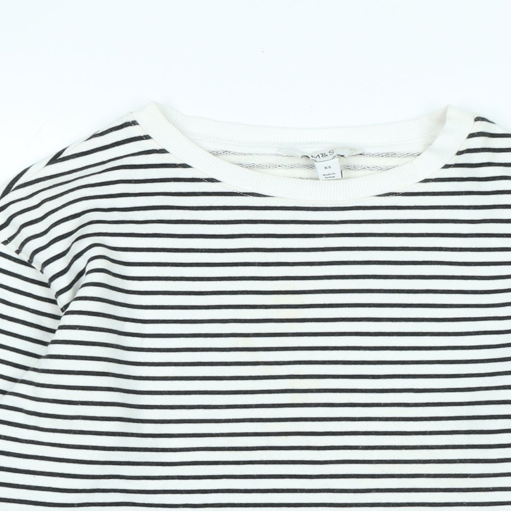 Marks and Spencer Womens White Cotton Pullover Sweatshirt Size XS - 20