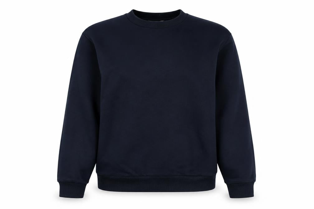 Front view of Marks & Spencer women’s blue cotton pullover sweatshirt, size M