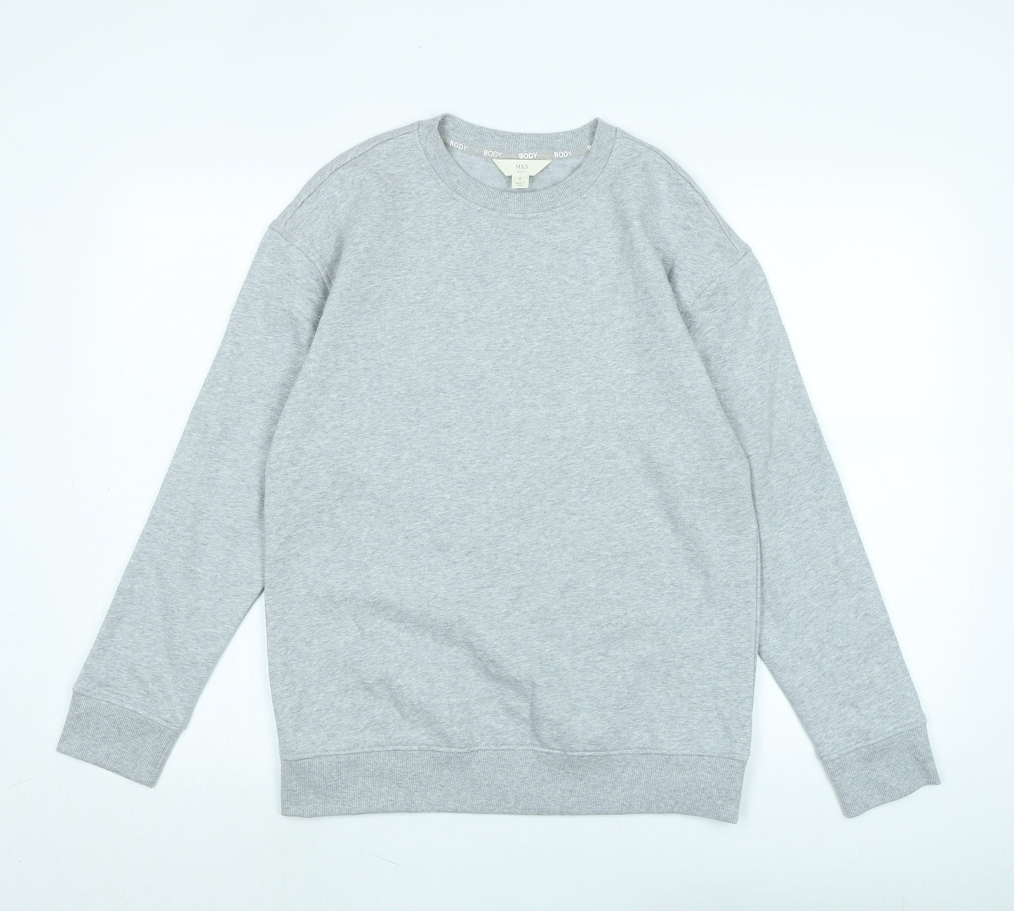 Marks and Spencer Womens Grey Cotton Blend Pullover Sweatshirt Size 8